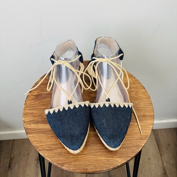 Nine West Navy Blue Canvas Unah Toe Sandals Women’s Size 9.5 - Picture 3 of 10